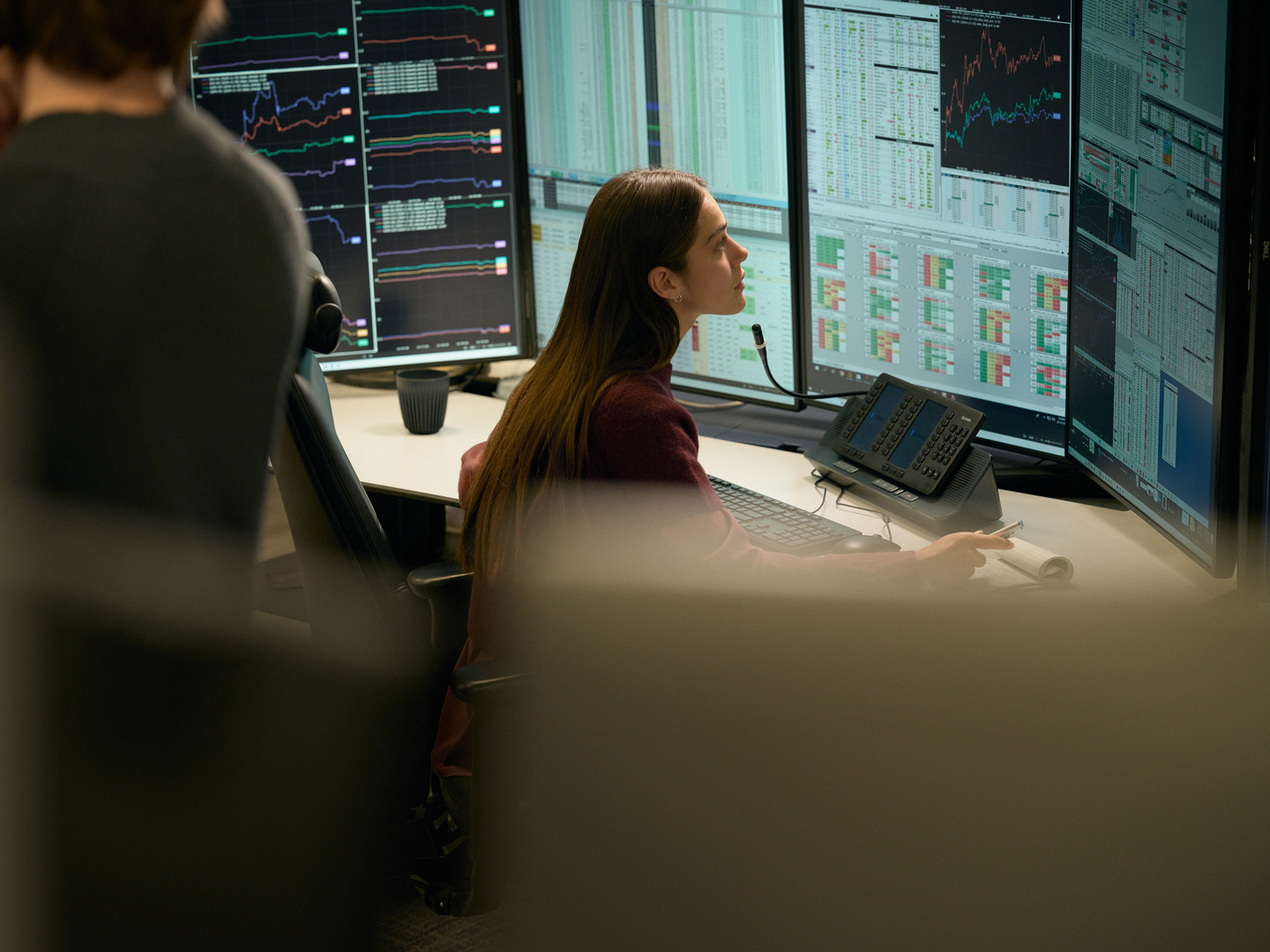 Investment professional at a trading workstation